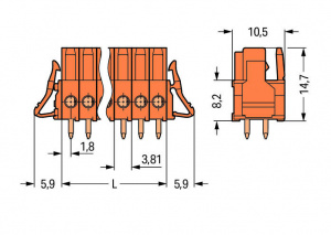 734-520/037-000 Розетка под пайку THT; 0.9 x 0.9 mm solder pin; прямые; 100% защита от неправильного подсоединения; Фиксирующий рычаг; Шаг контактов 3,81 мм; 20-пол.
