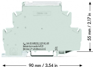 789-571 Модуль реле с механической блокировкой; Номинальное входное напряжение: 24 В пост.тока; 1 замыкающий контакт; Предельный длительный ток: 16 А; Красный индикатор состояния; Ширина модуля: 18 мм