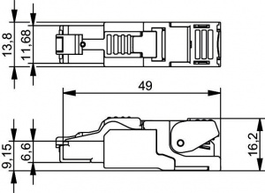 750-977/000-022 Соединитель ETHERNET; RJ-45; Кат. 6А; прямые; Код T568B; AWG 24