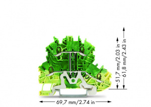 2000-2207 Двухуровневые клеммы; 4-проводные клеммы с заземлением; PE; без нанесения маркировки; внутреннее объединение; для DIN-рейки 35 x 15 и 35 x 7,5; 1 мм2; Push-in CAGE CLAMP
