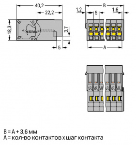 769-615 1-проводная вилка; 4 mm2; Шаг контактов 5 мм; 15-пол.