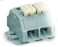 261-210/332-000 4-проводная клеммная колодка; 10-пол.; с одной стороны с нажимными кнопками; с крепежными фланцами; для винтового или аналогичных типов крепления; Крепежное отверстие 3,2 мм 2; 2,5 мм2; CAGE CLAMP