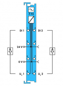 750-438 2-канальный дискретный вход; NAMUR; Искробезопасный