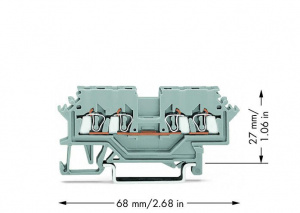 279-621 4-проводные проходные клеммы; 1,5; боковые маркировочные разъемы; для DIN-рейки 35 x 15 и 35 x 7,5; CAGE CLAMP