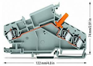 282-866 3-проводные проходные клеммы; 3; с защищенным от случайных прикосновений тестовым разъемом; например, для цепей трансформатора напряжения; центральная маркировка; для DIN-рейки 35 x 15 и 35 x 7,5; CAGE CLAMP