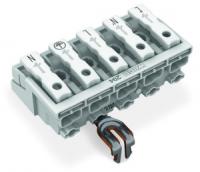 294-4225 Соединитель для светильников; нажимная кнопка, внешняя; с защелкивающимся заземляющим контактом; L2 / N2 / L / PE / N; 5-пол.; Стор. свет.: для одножильных проводников; Инст. стор.: для всех типов проводников; макс. 2,5 мм2; Темп. окруж. среды: м