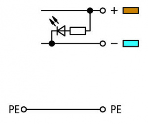 280-574/281-483 4-проводные клеммы питания датчика; зеленый светодиод; для датчиков PNP-переключения (положительного); Подвод питания на стороне датчика; с цветн. отверст. для ввода проводников; 2,5 мм2; CAGE CLAMP