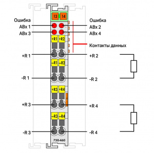 750-460 4 аналоговых входа; Pt100 / RTD