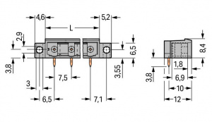 231-840/040-000 Вилка THT; 1.0 x 1.0 mm solder pin; угловые; зажимное кольцо; Шаг контактов 7,5 мм; 10-пол.