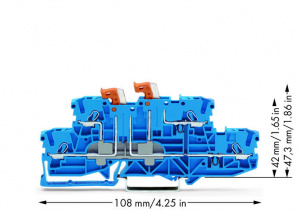 2002-2954 Двухуровневые клеммы с двойным размыкателем; с 2 поворотными ножевыми размыкателями; для DIN-рейки 35 x 15 и 35 x 7,5; 2,5 мм2; Push-in CAGE CLAMP
