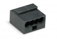 243-204 Соединитель MICRO PUSH WIRE для распределительных коробок; для одножильных проводников; 2 0,8 мм; 4-проводн.; темно-серый корпус; светло-серая крышка; макс. рабочая темп. окр. среды 60 °C
