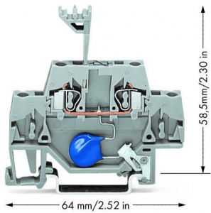 280-502/281-614 Компонентная клемма; двухуровн.; с варистором; для DIN-рейки 35 x 15 и 35 x 7,5; 2,5 мм2; CAGE CLAMP