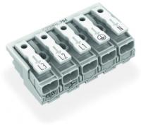 294-5015 Соединитель для светильников; нажимная кнопка, внешняя; без заземляющего контакта; L3-L2-L1-PE-N; 5-пол.; Стор. свет.: для одножильных проводников; Инст. стор.: для всех типов проводников; макс. 2,5 мм2; Темп. окруж. среды: макс. 85 °C (T85)