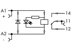 788-344 Релейный модуль; Номинальное входное напряжение: 110 В пост.тока; 1 перекл. контакт; Предельный длительный ток: 16 А; с ручным управлением; Красный индикатор состояния; Ширина модуля: 15 мм