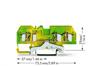 281-687/999-950 3-проводные клеммы с заземлением; 4 mm2; подходят для исполнений Ex e II; центральная маркировка; для DIN-рейки 35 x 15 и 35 x 7,5; CAGE CLAMP