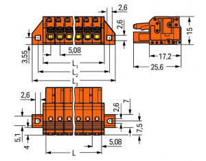 2231-316/031-000 1-проводниковая розетка; нажимная кнопка; зажимное кольцо; 2,5 мм2; Шаг контактов 5,08 мм; 16-пол.
