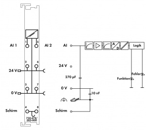 750-478/005-000 2 аналоговых ввода; 0 - 10 В пост.тока; Несимметричный; 16 бит; 60 Гц