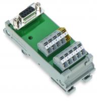 289-576 Интерфейсный модуль; с миниатюрной розеткой D-sub; 15-пол.; для ответного соединителя с паяным соединением; с экранированным соединением; Вертикальный монтаж