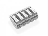 294-5025 Соединитель для светильников; нажимная кнопка, внешняя; без заземляющего контакта; L2 / N2 / L / PE / N; 5-пол.; Стор. свет.: для одножильных проводников; Инст. стор.: для всех типов проводников; макс. 2,5 мм2; Темп. окруж. среды: макс. 85 °C (T8