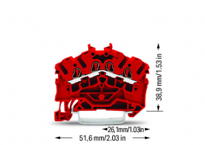 2002-6403 4-проводные проходные клеммы; 2,5 мм2; подходят для исполнений Ex e II; боковая и центральная маркировка; для DIN-рейки 35 x 15 и 35 x 7,5; Push-in CAGE CLAMP