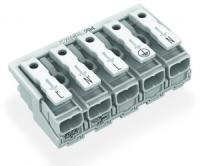 294-4025 Соединитель для светильников; нажимная кнопка, внешняя; без заземляющего контакта; L2 / N2 / L / PE / N; 5-пол.; Стор. свет.: для одножильных проводников; Инст. стор.: для всех типов проводников; макс. 2,5 мм2; Темп. окруж. среды: макс. 85 °C (T8