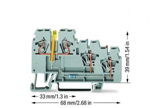 270-560/281-507 3-проводные клеммы с датчиком; желтый светодиод; для датчиков NPN-переключения (отрицательного); 2,5 мм2; CAGE CLAMP