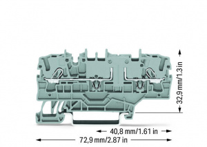 2002-1901 2-проводные проходные клеммы; 2,5 мм2; с возможностью тестирования; с дополнительной позицией для перемычки; тот же профиль, что и у 2-проводной клеммы с размыкателем; боковая и центральная маркировка; для DIN-рейки 35 x 15 и 35 x 7,5; Push-in C