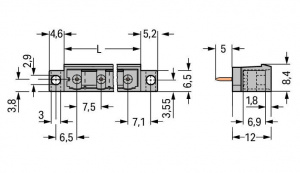 231-270/040-000 Вилка THT; 1.2 x 1.2 mm solder pin; прямые; зажимное кольцо; Шаг контактов 7,5 мм; 10-пол.