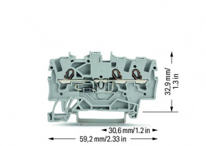 2001-1311/1000-411 Компонентная клемма; 3-проводн.; с диодом 1N4007; анод справа; для DIN-рейки 35 x 15 и 35 x 7,5; 1,5; Push-in CAGE CLAMP