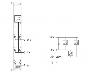 750-624/020-001 Модуль фильтра питания на стороне полевых устройств (сетевой фильтр); тока; Высокая развязка; Без силовых контактных перемычек