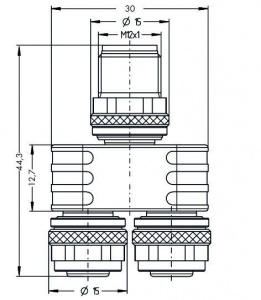 756-9301/050-000 Сдвоенный распределительный соединитель M12