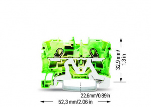 2004-1207 2-проводные клеммы с заземлением; 4 mm2; подходят для исполнений Ex e II; боковая и центральная маркировка; для DIN-рейки 35 x 15 и 35 x 7,5; Push-in CAGE CLAMP