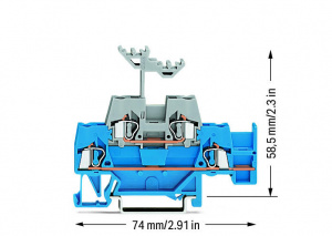 280-524 Двухуровневые клеммы; Проходные / проходные клеммы; с дополнительной позицией для перемычки на нижнем уровне; для DIN-рейки 35 x 15 и 35 x 7,5; 2,5 мм2; CAGE CLAMP