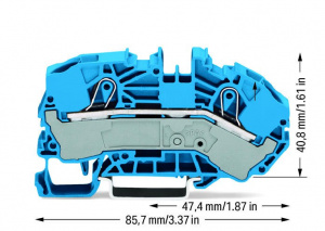 2016-7604 2-проводные клеммы питания для распределительных коробок; 16 мм2; боковая и центральная маркировка; для DIN-рейки 35 x 15 и 35 x 7,5; Push-in CAGE CLAMP
