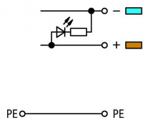 280-576/281-496 4-проводные клеммы питания датчика; зеленый светодиод; для датчиков NPN-переключения (отрицательного); Подвод питания на стороне датчика; с цветн. отверст. для ввода проводников; 2,5 мм2; CAGE CLAMP