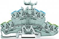 2002-2447 4-проводниковые двухуровневые клеммы; Клеммы с заземлением проводника / проходные клеммы; PE/N; с нанесением маркировки; Синее отв. для ввода пров., верх. уров.; для DIN-рейки 35 x 15 и 35 x 7,5; 2,5 мм2; Push-in CAGE CLAMP