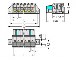 2721-102/031-000 1-проводниковая розетка; 100% защита от неправильного подсоединения; нажимная кнопка; зажимное кольцо; 2,5 мм2; Шаг контактов 5 мм; 2-пол.