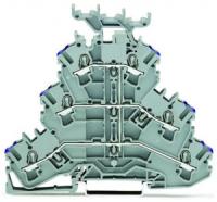 2002-3238 Трехуровневые клеммы; 6-проводные проходные клеммы; L:; с нанесением маркировки; подходят для исполнений Ex e II; внутреннее объединение; ввод проводника с фиолетовой маркировкой; для DIN-рейки 35 x 15 и 35 x 7,5; 2,5 мм2; Push-in CAGE CLAMP