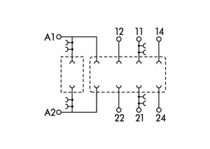 788-103 Релейный разъем; 2 перекидных контакта; для базовых реле 25 мм