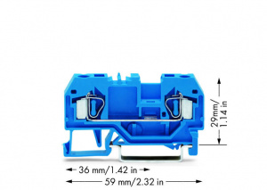281-904 2-проводные проходные клеммы; 4 mm2; подходят для исполнений Ex i; центральная маркировка; для DIN-рейки 35 x 15 и 35 x 7,5; CAGE CLAMP
