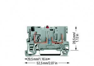 769-239/281-413 1-пров./1-контактн. компон. несущая клемма; красный светодиод; тока; для DIN-рейки 35 x 15 и 35 x 7,5; 4 mm2; CAGE CLAMP