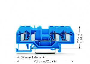 281-684 3-проводные проходные клеммы; 4 mm2; подходят для исполнений Ex i; центральная маркировка; для DIN-рейки 35 x 15 и 35 x 7,5; CAGE CLAMP