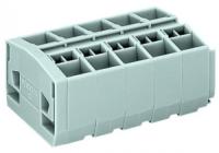 264-255 4-проводная клеммная колодка; 5-пол.; без кнопок; с защелкивающимися монтажными ножками; для толщины пластины 0,6 - 1,2 мм; Крепежное отверстие 3,5 мм 2; 2,5 мм2; CAGE CLAMP