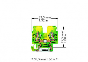 870-917 2-проводные клеммы с заземлением; 2,5 мм2; боковые маркировочные разъемы; для рейки DIN-15; CAGE CLAMP