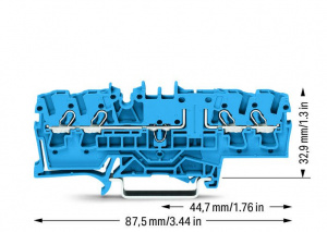 2002-1804 4-проводные проходные клеммы; 2,5 мм2; с возможностью тестирования; тот же профиль, что и у 4-проводной клеммы с размыкателем; боковая и центральная маркировка; для DIN-рейки 35 x 15 и 35 x 7,5; Push-in CAGE CLAMP