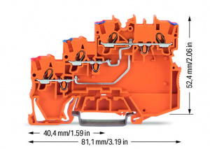 2000-5372 3-проводные клеммы питания датчика; для датчиков PNP-переключения (положительного); с цветн. отверст. для ввода проводников; 1 мм2; Push-in CAGE CLAMP