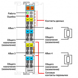 750-557 4-канальный аналоговый выход; 10 В