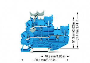 2022-2234 1-проводные / 1-контактные двухуровневые клеммы с розеткой; Проходные / проходные клеммы; N/N; с нанесением маркировки; подходят для исполнений Ex i; для DIN-рейки 35 x 15 и 35 x 7,5; 2,5 мм2; Push-in CAGE CLAMP