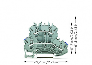 2002-2202 Двухуровневые клеммы; Проходные / проходные клеммы; N/L; без нанесения маркировки; подходят для исполнений Ex e II; Отверстие для ввода пров., ниж. уров.; для DIN-рейки 35 x 15 и 35 x 7,5; 2,5 мм2; Push-in CAGE CLAMP
