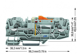 2006-1671/1000-848 Клеммы с заземлением проводника и размыкателем; с возможностью тестирования; с оранжевым размыкателем; 24 В; 3; Push-in CAGE CLAMP